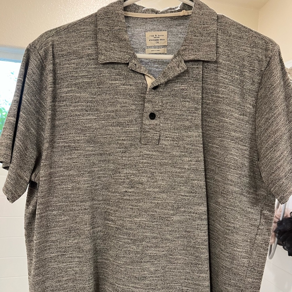Rag & Bone Gray Polo Shirt Classic Knit
